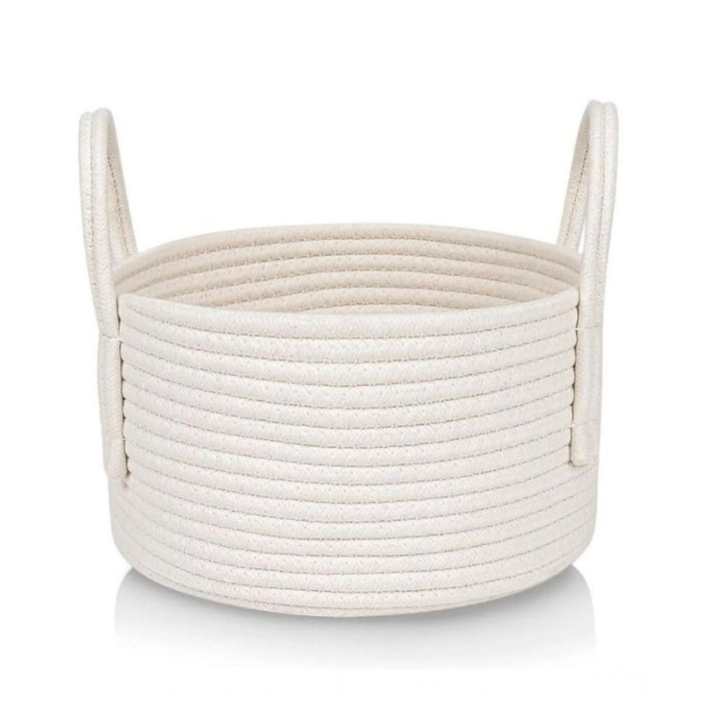Generic Cotton Basket Inch Pack of 1 Storage Basket For Clothes (White) Main image