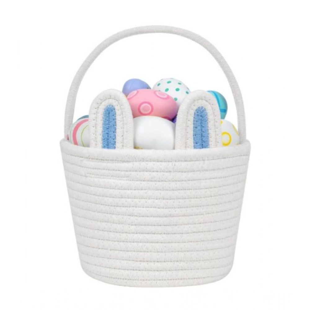 Generic Cotton Ear Toys Bucket Pack of 1 Storage Basket For Clothes (White) Main image