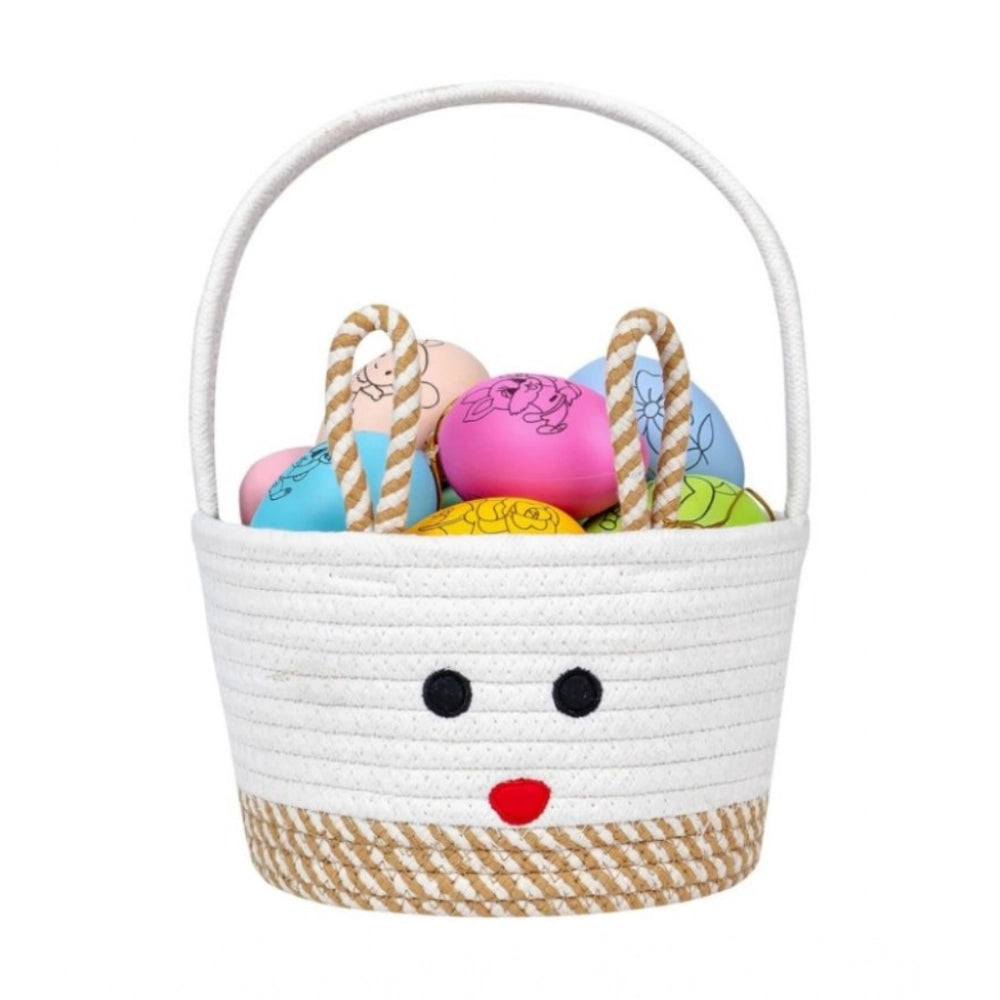 Generic Cotton Toy Bucket Pack of 1 Storage Basket For Clothes (Beige) Secondary image