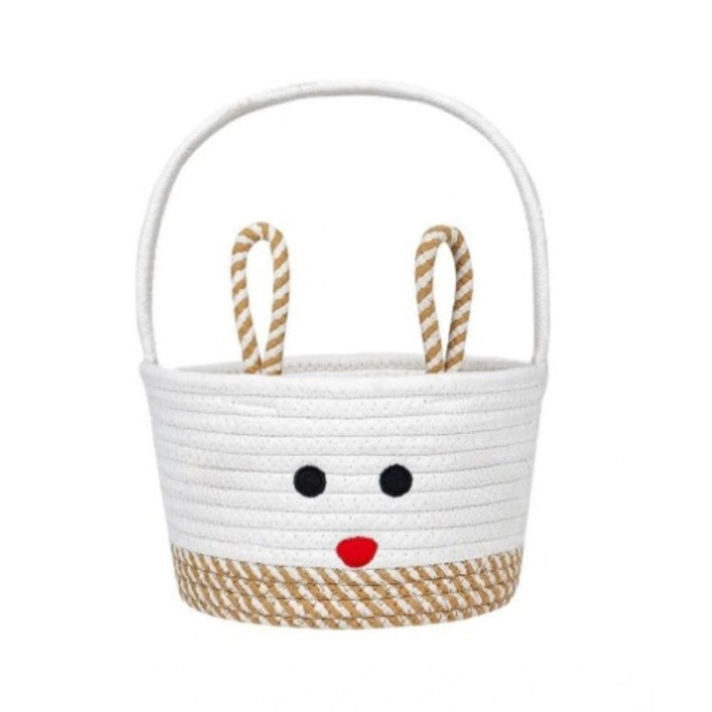 Generic Cotton Toy Bucket Pack of 1 Storage Basket For Clothes (Beige)