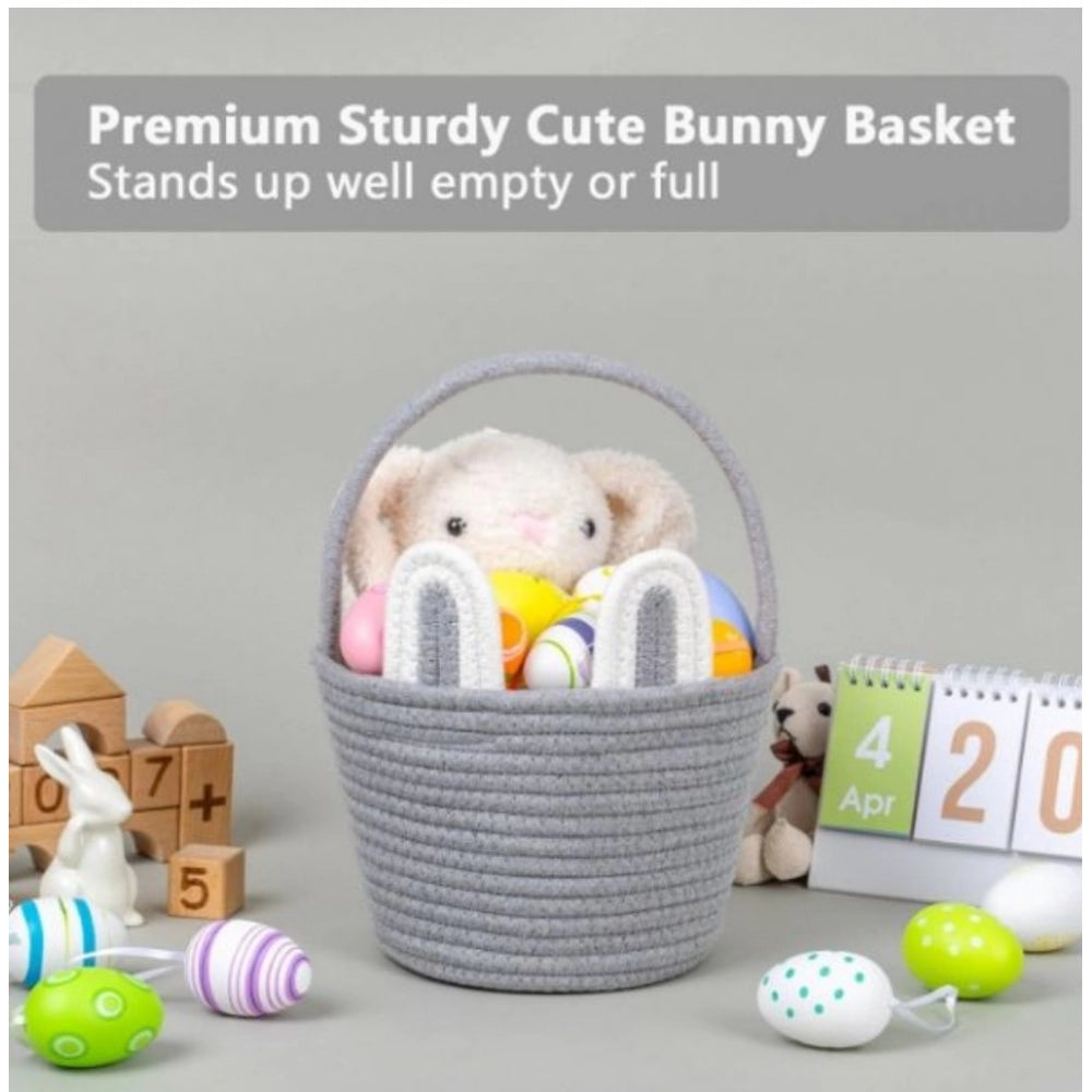 Generic Cotton Ear Toys Bucket Pack of 1 Storage Basket For Clothes (Grey) Secondary image