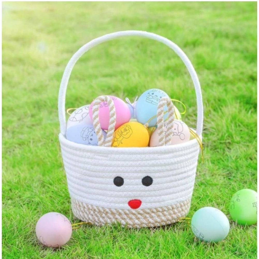 Generic Cotton Toy Bucket Pack of 1 Storage Basket For Clothes (Beige)