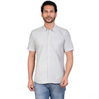 Generic Men's Casual Cotton Half Sleeve Solid Shirt (Grey)
