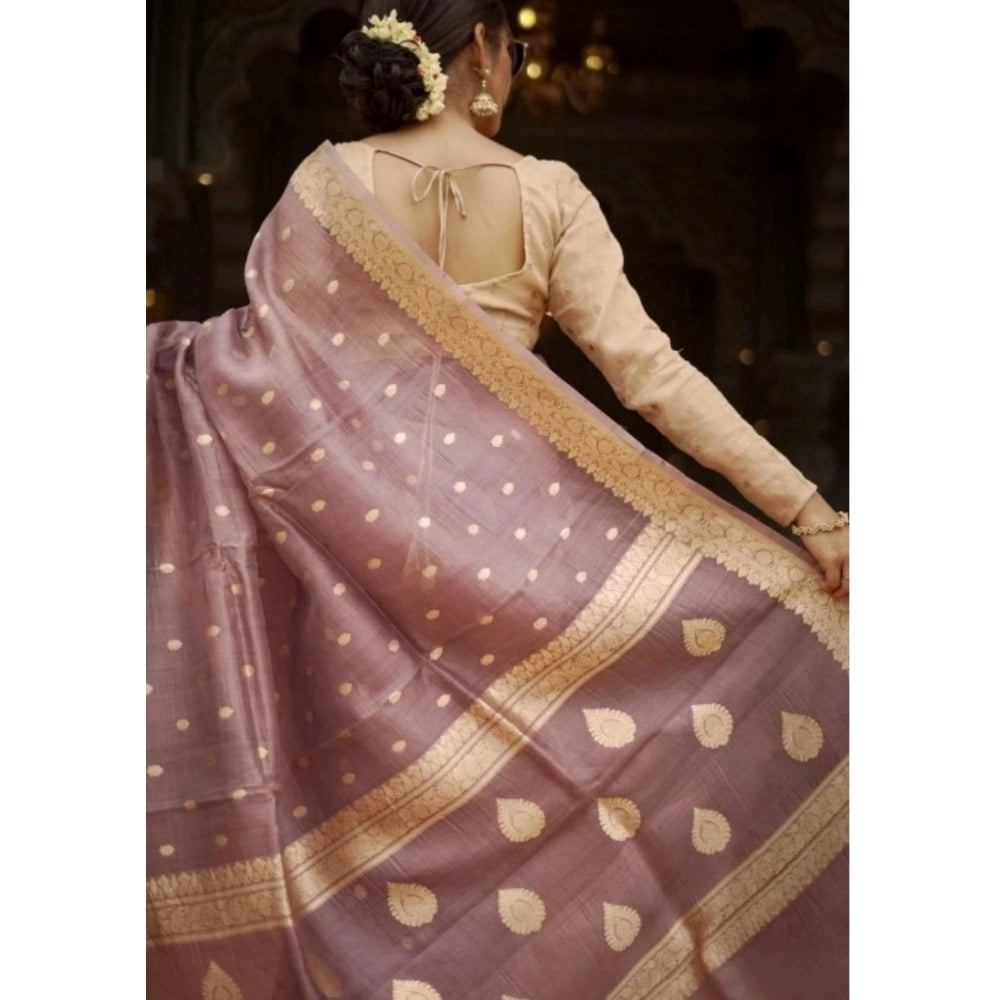 Generic Women's Cotton  Printed Saree With Unstitched Blouse 5.5Mtr (Rose Gold) Secondary image