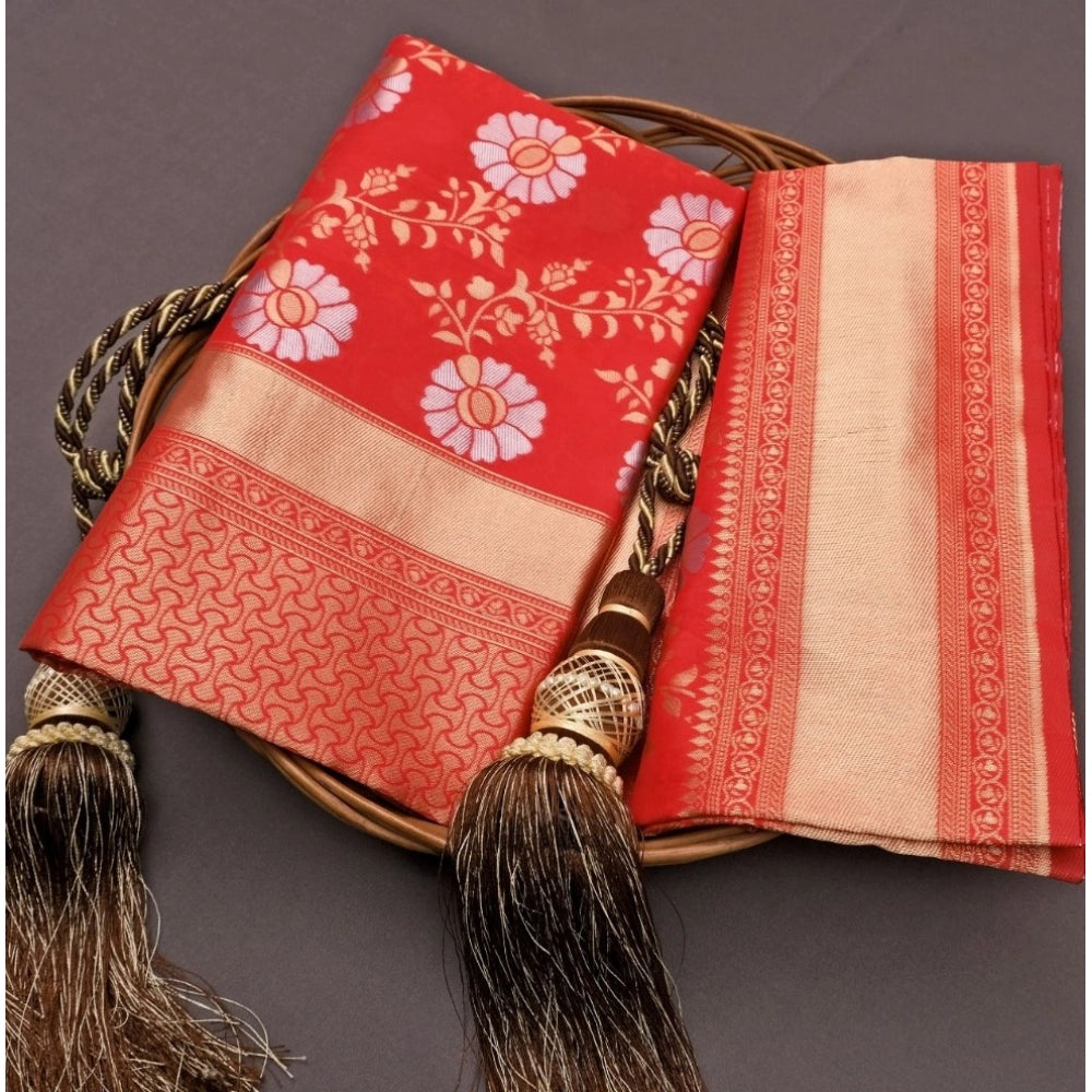 Generic Women's Silk Printed Saree With Unstitched Blouse 5.5Mtr (White) Secondary image