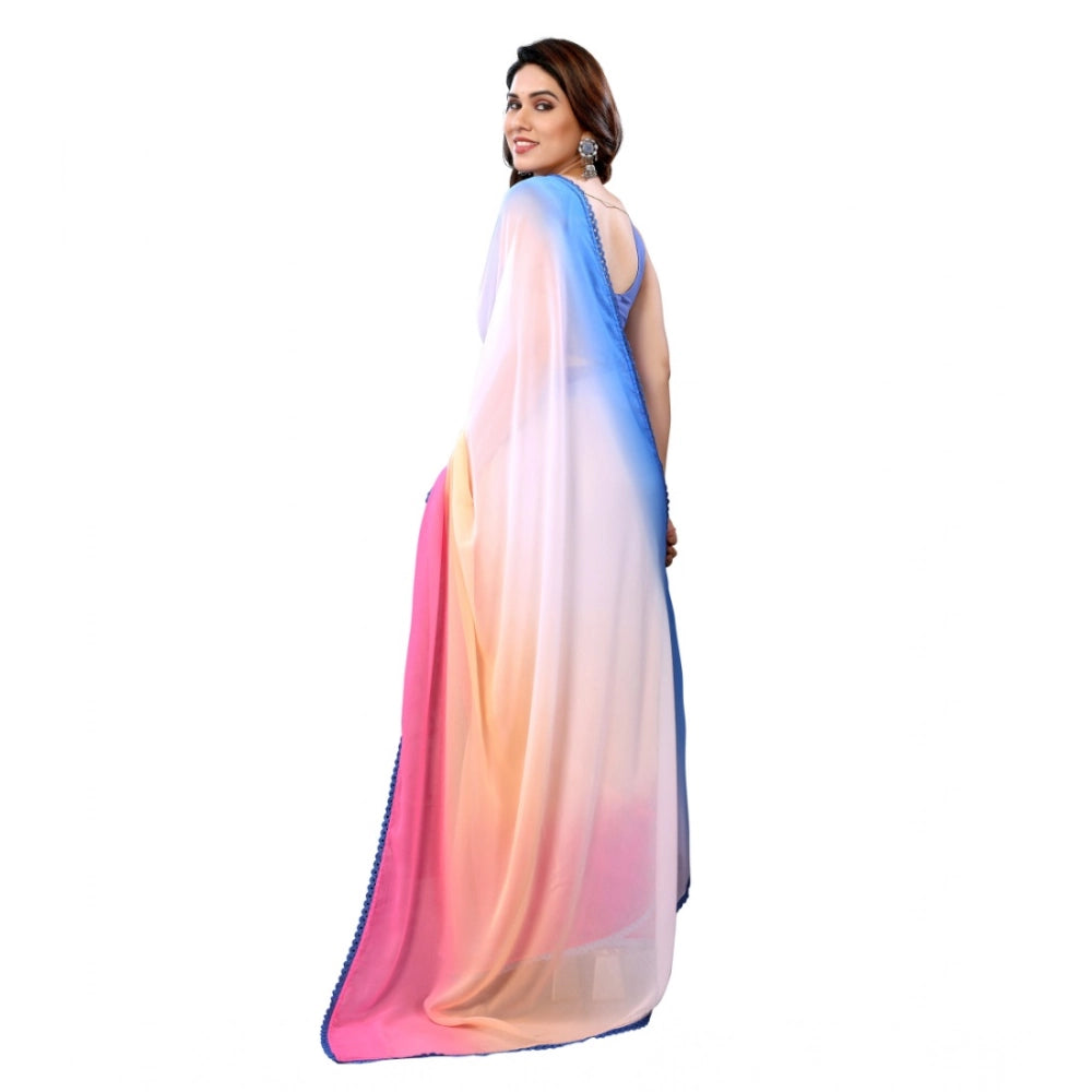 Generic Women's Small Lace Georgette Solid Ready-to-Wear Saree With Unstitched Blouse 5.5 Mtr (Multicolor) Secondary image