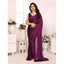 Generic Women's  Black Berry Striped Ready-to-Wear Saree With Unstitched Blouse 5.5 Mtr (Purple-Black)