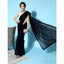 Generic Women's Georgette Embellished Sequnece Bollywood Saree With Unstitched Blouse 5.5Mtr (Black)