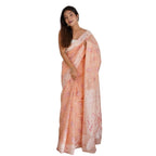 Generic Women's Cotton  Printed Saree With Unstitched Blouse 5.5Mtr (Peach)