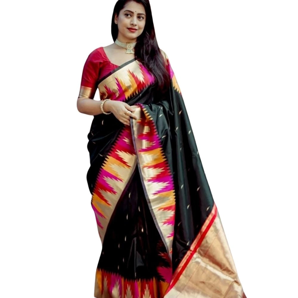 Generic Women's Silk Printed Saree With Unstitched Blouse 5.5Mtr (Multicolor) Main image