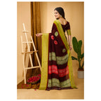 Generic Women's Soft Blooming Marshmallow Fabric Kalamkari Printed Saree With Unstitched Blouse 5.5Mtr (Maroon)