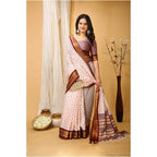 Generic Women's Soft Cotton Silk Printed Saree With Unstitched Blouse 5.5Mtr (Maroon)