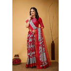 Generic Women's Soft Handloom Cotton Kalamkari Printed Saree With Unstitched Blouse 5.5Mtr (Pink)