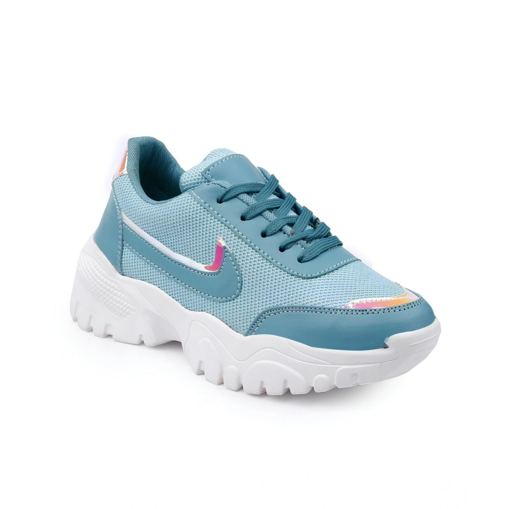 Generic Women's Casual Mesh Printed Lace-Ups Shoes (Blue) Main image