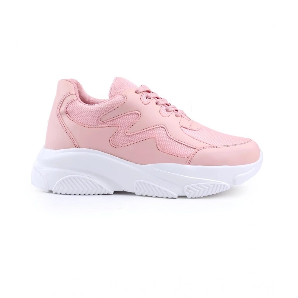 Generic Women's Casual Mesh Printed Lace-Ups Shoes (Pink)