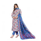 Generic Women's Cotton Blend Printed Kurti With Pant Dupatta Set (Multicolor)