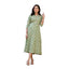 Generic Women's Rayon  Print With Embroidery Work A-Line Kurti (Green)