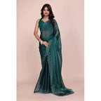 Generic Women's Jimmy choo Embellished Bollywood Saree With Unstitched Blouse 5.5Mtr (Green)