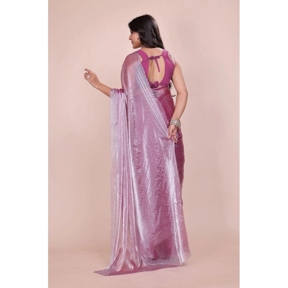 Generic Women's Jimmy choo Embellished Bollywood Saree With Unstitched Blouse 5.5Mtr (Magenta) Secondary image