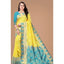 Generic Women's Litchi silk Printed Saree With Unstitched Blouse (Yellow)