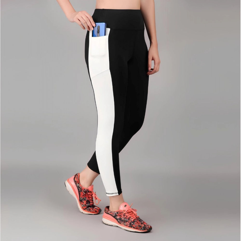 Generic Women's Polyester Solid Ankle length High Waisted Tights (Black) Secondary image