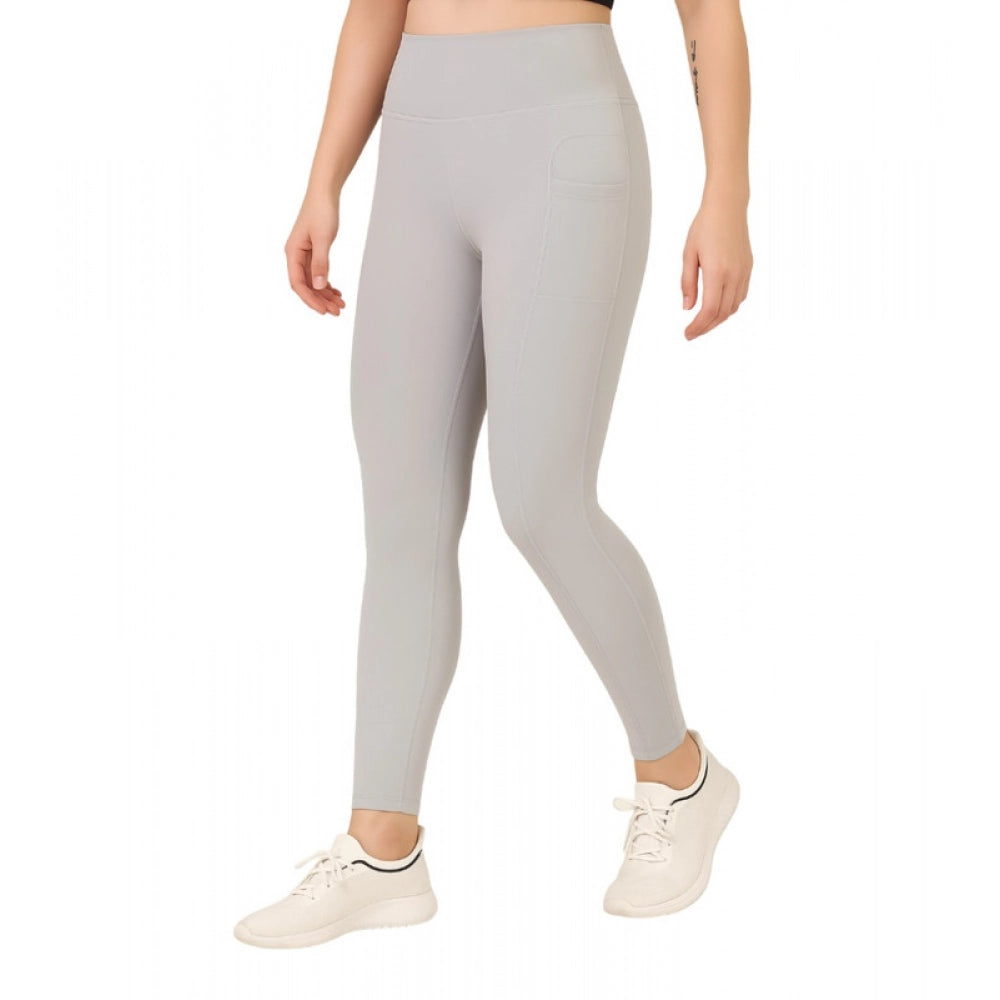 Generic Women's Polyester Solid Ankle length High Waisted Tights (Grey) Main image