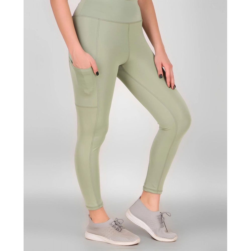 Generic Women's Polyester Solid Ankle length High Waisted Tights (Sea Green) Secondary image