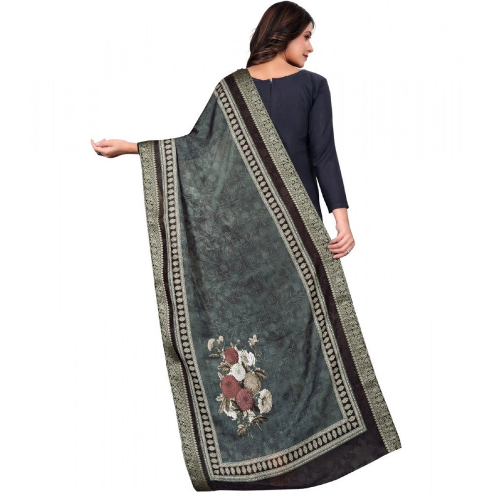 Generic Women's chanderi silk  Printed Dupatta (Black, Length: 2 Mtr) Secondary image