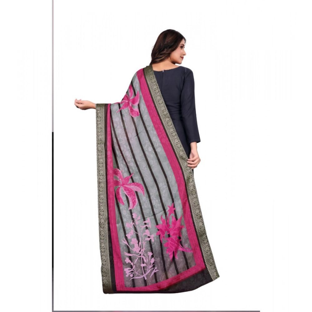 Generic Women's chanderi silk  Printed Dupatta (Black, Length: 2 Mtr) Secondary image