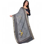 Generic Women's chanderi silk  Printed Dupatta (Gray, Length: 2 Mtr)