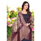 Generic Women's chanderi silk  Printed Dupatta (Magenta, Length: 2 Mtr)