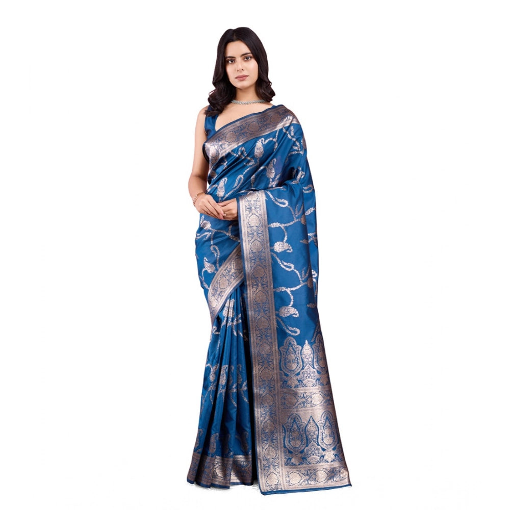 Generic Women's Banarasi Silk Printed Saree With Unstitched Blouse 5.5Mtr (Pinch)