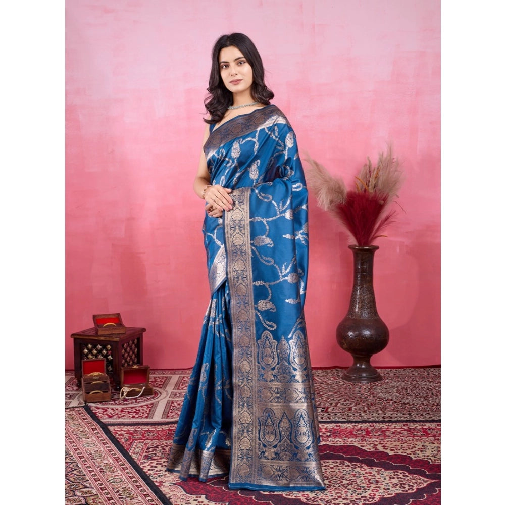 Generic Women's Banarasi Silk Printed Saree With Unstitched Blouse 5.5Mtr (Pinch) Secondary image