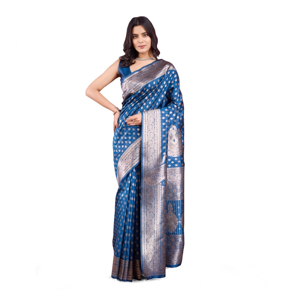 Generic Women's Banarasi Silk Printed Saree With Unstitched Blouse 5.5Mtr (Pinch) Main image