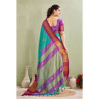 Generic Women's Silk Blended Jaquard Woven Saree With Unstitched Blouse 5.5Mtr (Light Blue)