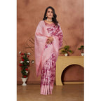 Generic Women's Banarasi Silk Jaquard Woven Saree With Unstitched Blouse 5.5Mtr (Pink)