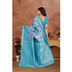 Generic Women's Banarasi Silk Jaquard Woven Saree With Unstitched Blouse 5.5Mtr (Light Blue)
