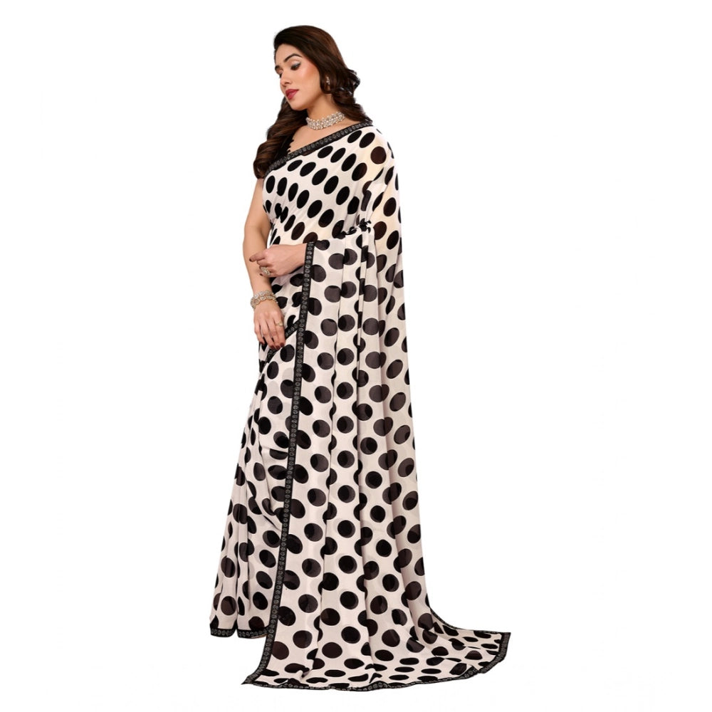Generic Women's Georgette Printed Saree With Unstitched Blouse 5.5Mtr (Black) Secondary image