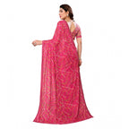 Generic Women's Georgette Printed Saree With Unstitched Blouse 5.5Mtr (Red)