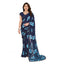 Generic Women's Georgette Printed Saree With Unstitched Blouse 5.5Mtr (Navy Blue)