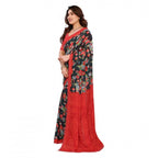 Generic Women's Georgette Printed Saree With Unstitched Blouse 5.5Mtr (Green)