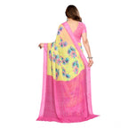 Generic Women's Georgette Printed Saree With Unstitched Blouse 5.5Mtr (Yellow)