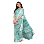 Generic Women's Georgette Printed Saree With Unstitched Blouse 5.5Mtr (Green)
