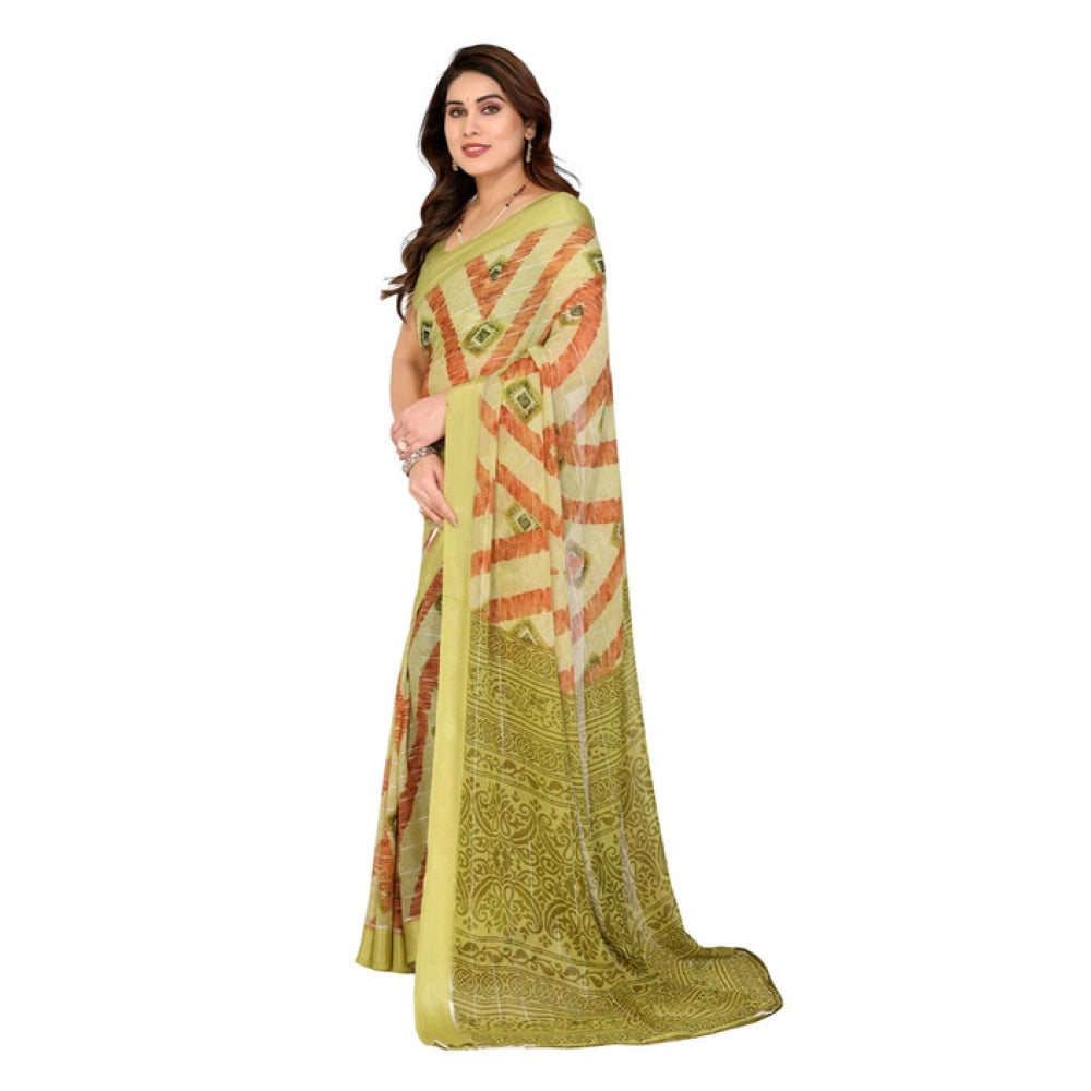 Generic Women's Georgette Printed Saree With Unstitched Blouse 5.5Mtr (Multicolor) Secondary image