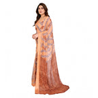 Generic Women's Georgette Printed Saree With Unstitched Blouse 5.5Mtr (Orange)