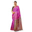 Generic Women's Silk Blend Woven Paithani Saree With Unstitched Blouse 5.5Mtr (Pink)