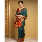 Generic Women's Silk Blend Zari Woven Saree With Unstitched Blouse 5.5Mtr (Green)