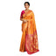 Generic Women's Silk Blend Zari Weaving Saree With Unstitched Blouse 5.5Mtr (Orange)