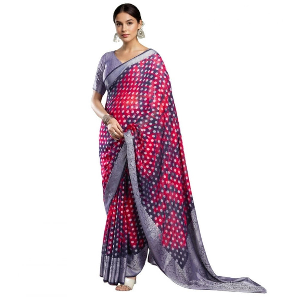 Generic Women's Georgette Weaving Saree With Unstitched Blouse 5.5Mtr (Pink) Main image