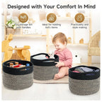 Generic Cotton 9x7 Inch Pack of 3 Storage Basket For Clothes (Black-Beige)